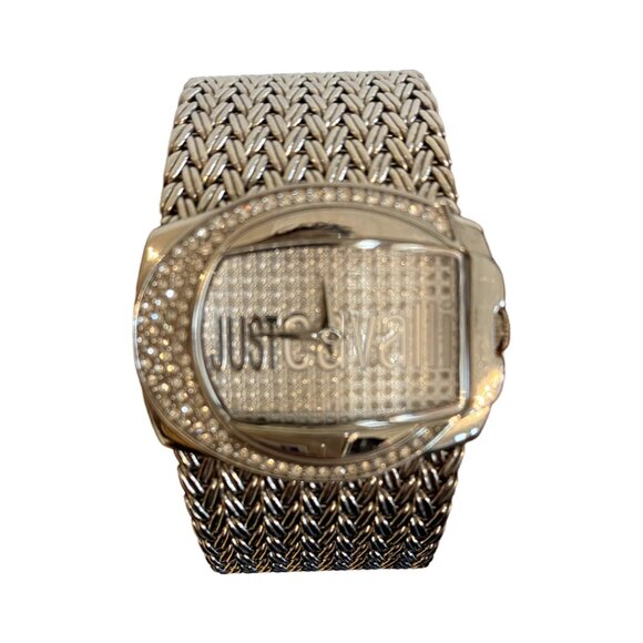Just Cavalli Silver Plated Womens Bracelet Wristwatch, Swarovski C-shaped bezel - Picture 7 of 7